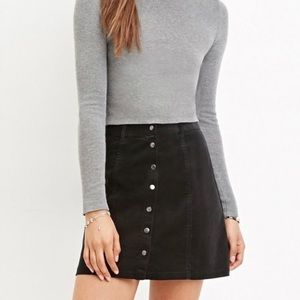 Forever 21 Black Corduroy Button Down Skirt